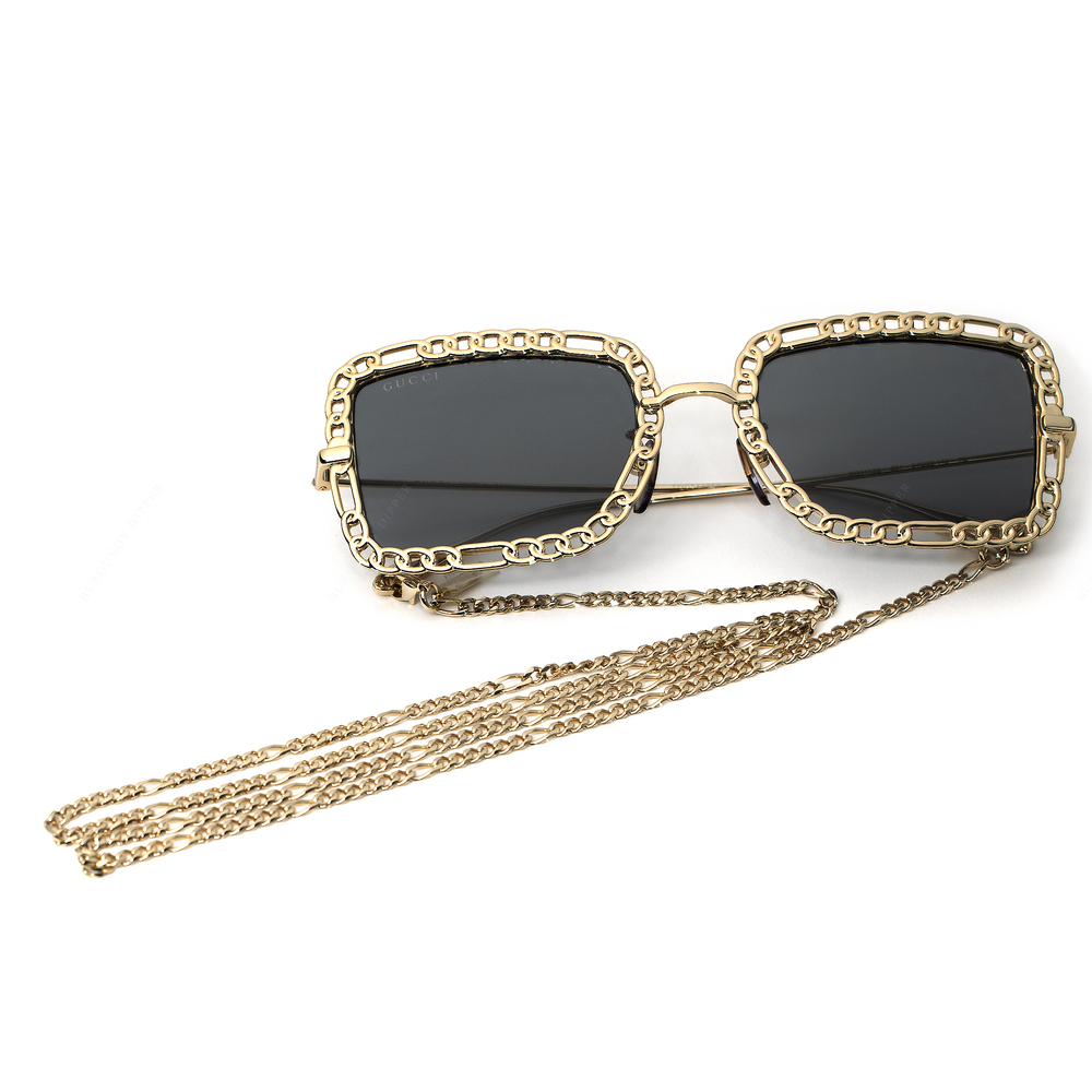 NWT Gucci GG1112S-001-54 Gold Rectangle 54mm Sunglasses - Picture 5 of 5